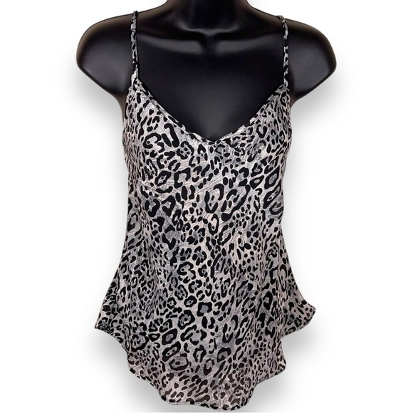 Medium Y2K Era Dialogue Leopard Print Tank Cami Black Grey Womens Pinup Goth - Picture 1 of 11